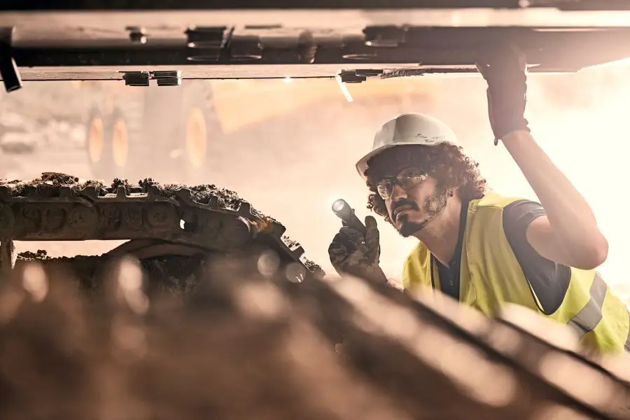 mechanic inspecting an undercarriage jpg