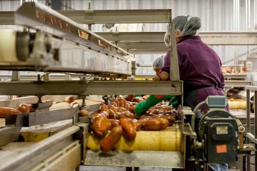 people in a food factory