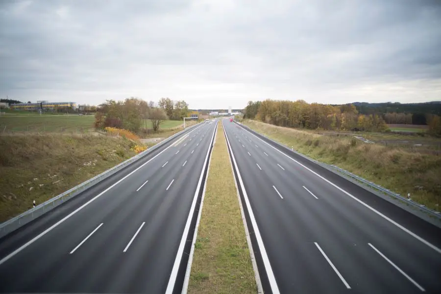 two asphalt roads