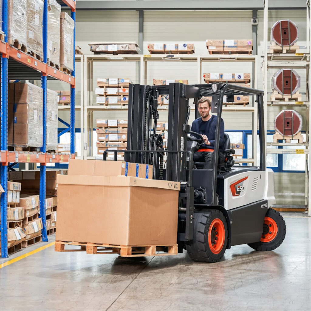 bobcat forklift engine b50 inside warehouse
