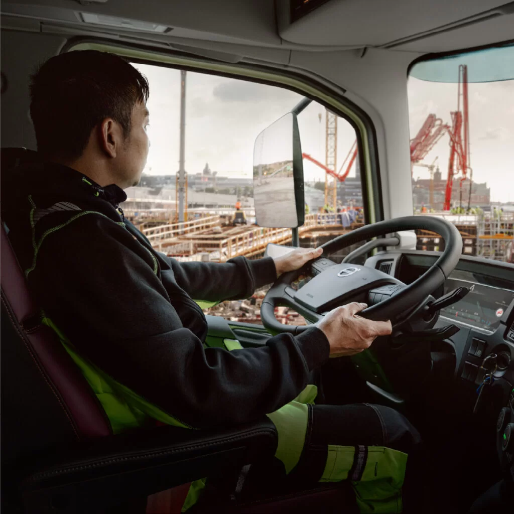 volvo fmx with driver in construction site