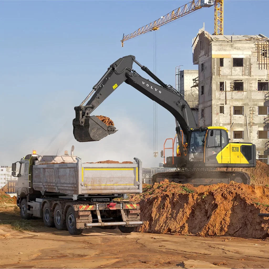 volvo ec210 construction site