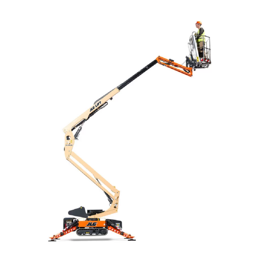 jlg compact crawler boom lift in white background