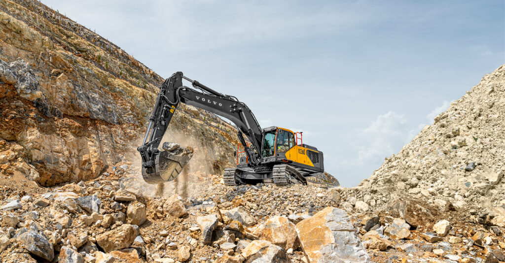 new generation EC360 excavator quarry in action