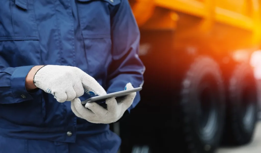 an operator using his tablet