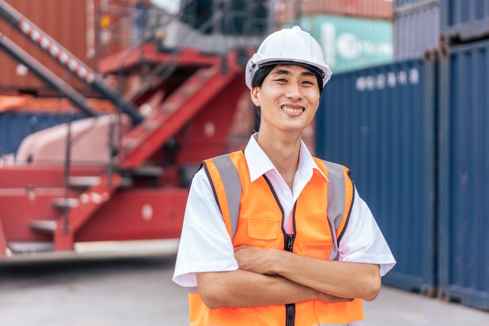 a young engineer smiling