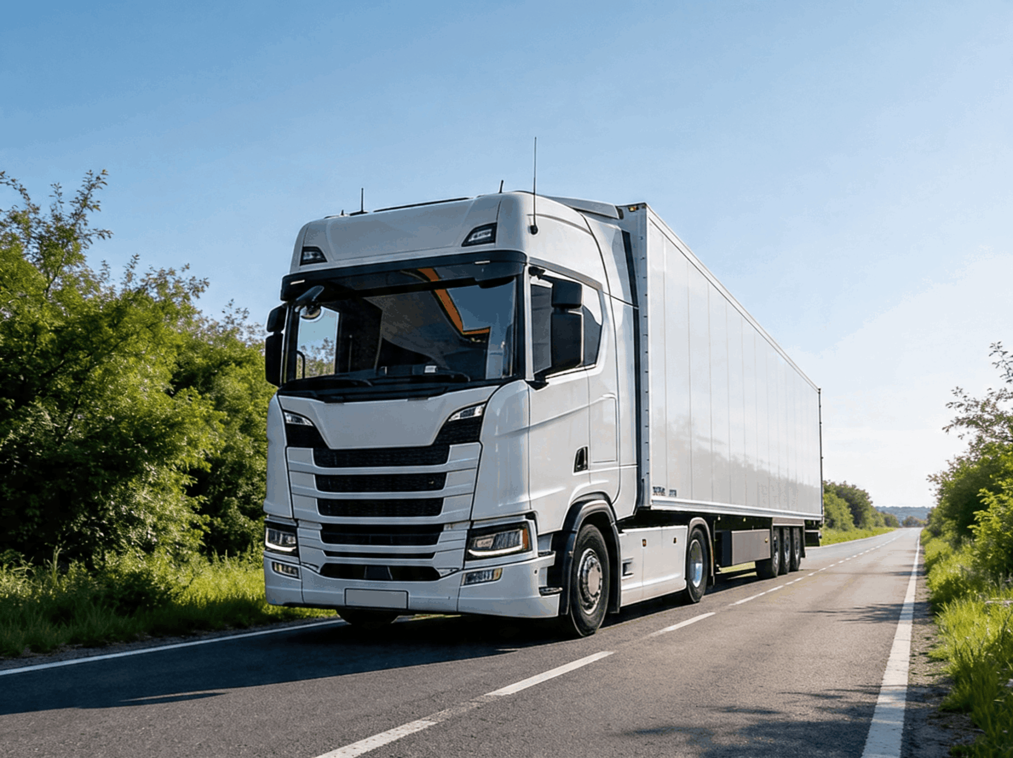 Volvo truck traveling on a highway