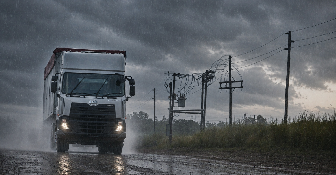 UD Trucks in rainy Day